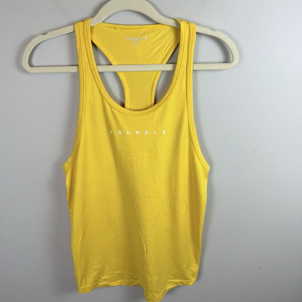 YoungLA Women's Racerback Tank Top Yellow Athletic Gym Workout Size M CrossFit
